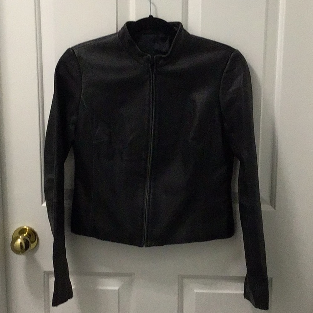 BCBG Minimalist Black Leather Jacket